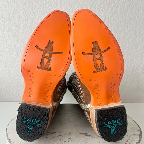 Lane RODEO HOUSTON Womens Cowboy Boots 5.5 Brown Western Cowgirl Mid Calf Tall - Picture 8 of 11